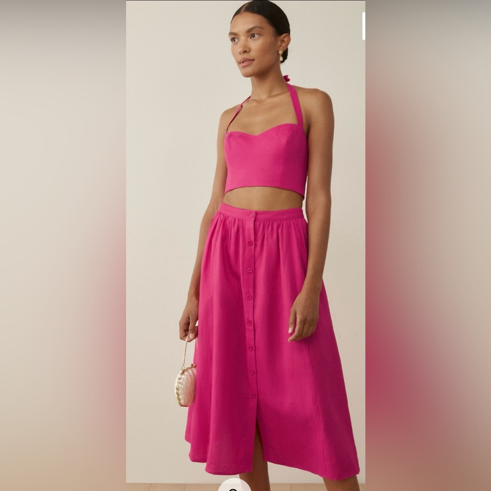 Amazing Reformation NWT Orzo Linen Two Piece in Color Corvette